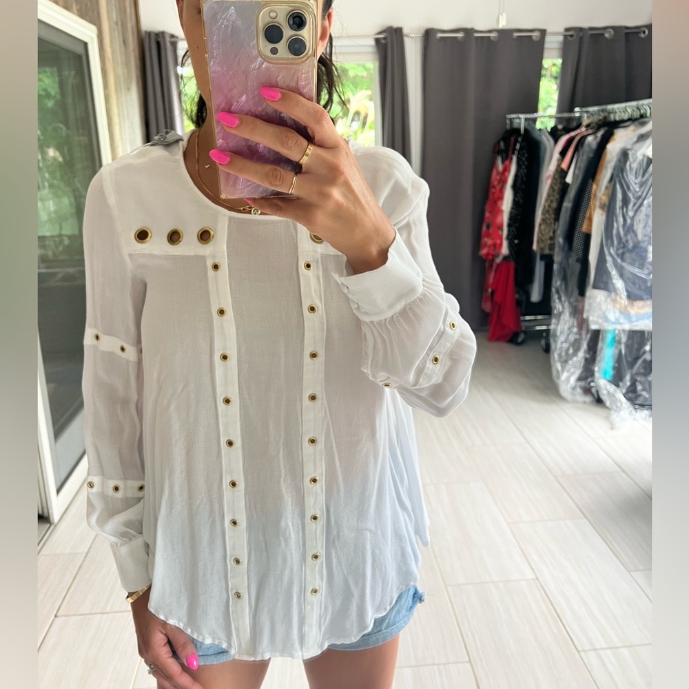 Finders White Blouse with Grommets